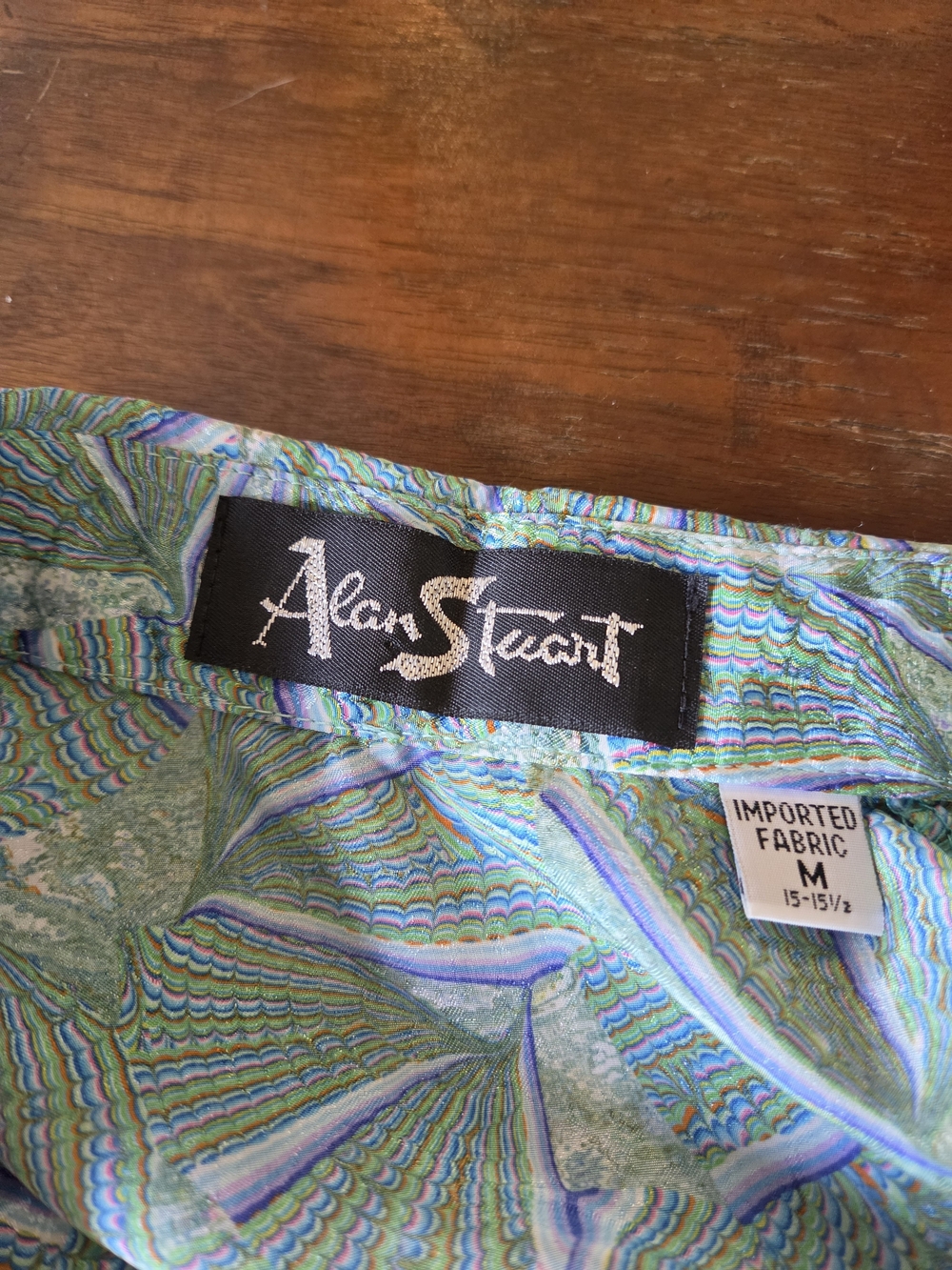 Alan Stuart Green Patterned Button-Front Top - Picture 4 of 4